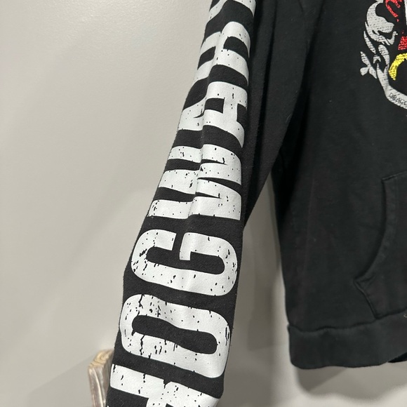 HARRY POTTER Pullover Sweatshirt Hoodie Medium Black Hogwarts Crests Unisex - Picture 3 of 5